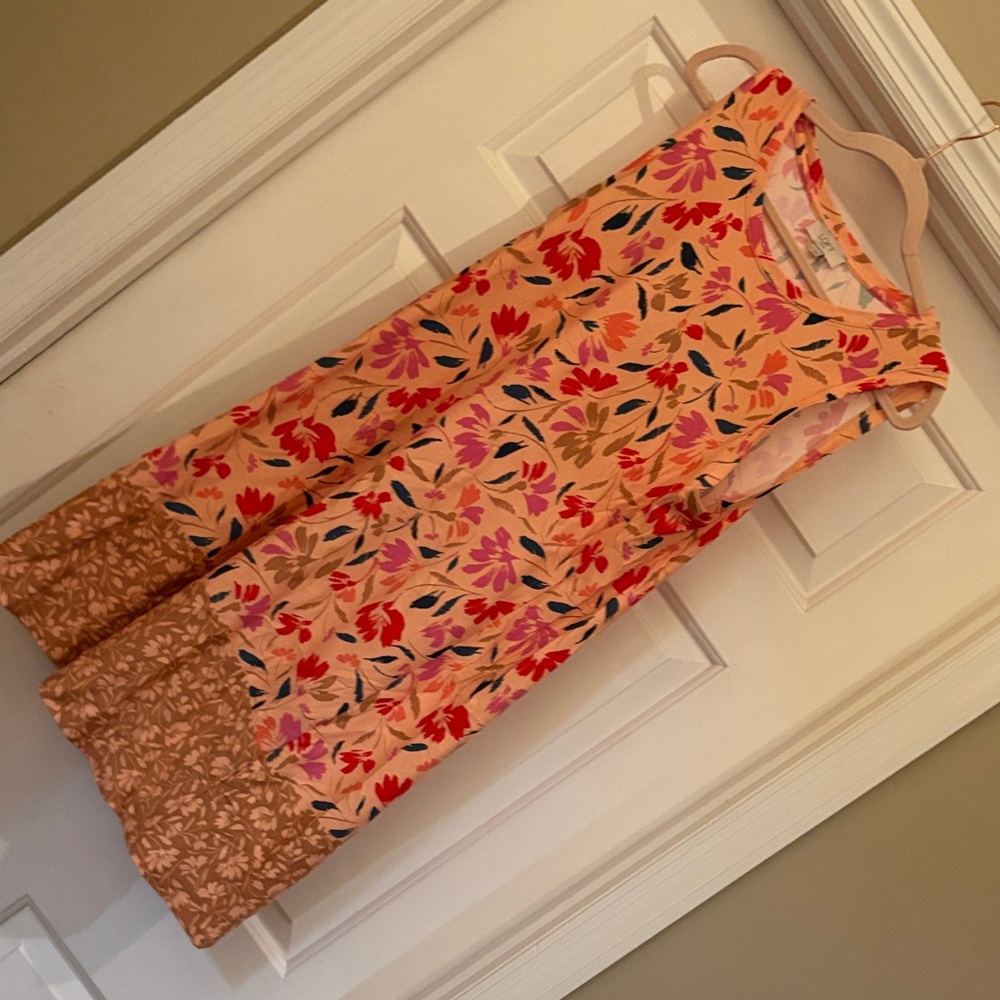LOFT Floral Midi Dress - Pink and Orange